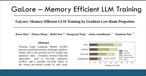 galore: memory-efficient llm training by gradient low-rank projection|8 bit galore llm training.